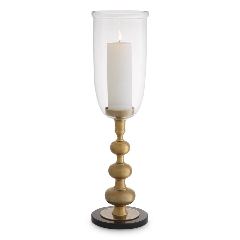 Eichholtz Hurricane Ashbourne vintage brass finish clear glass A homeware accessory to be treasured, the Ashbourne Hurricane displays candlelight with maximum effect. The