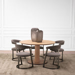 Eichholtz Dining Table Astro natural oak veneer bronze finish Introducing the resplendent Astro Dining Table, a true masterpiece for discerning tastes. Its