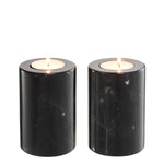 Eichholtz Tealight Holder Tobor S black marble set of 2 The simple design of the 2-piece set of cylindrical Tobor S Tealight Holders adds refinement to you
