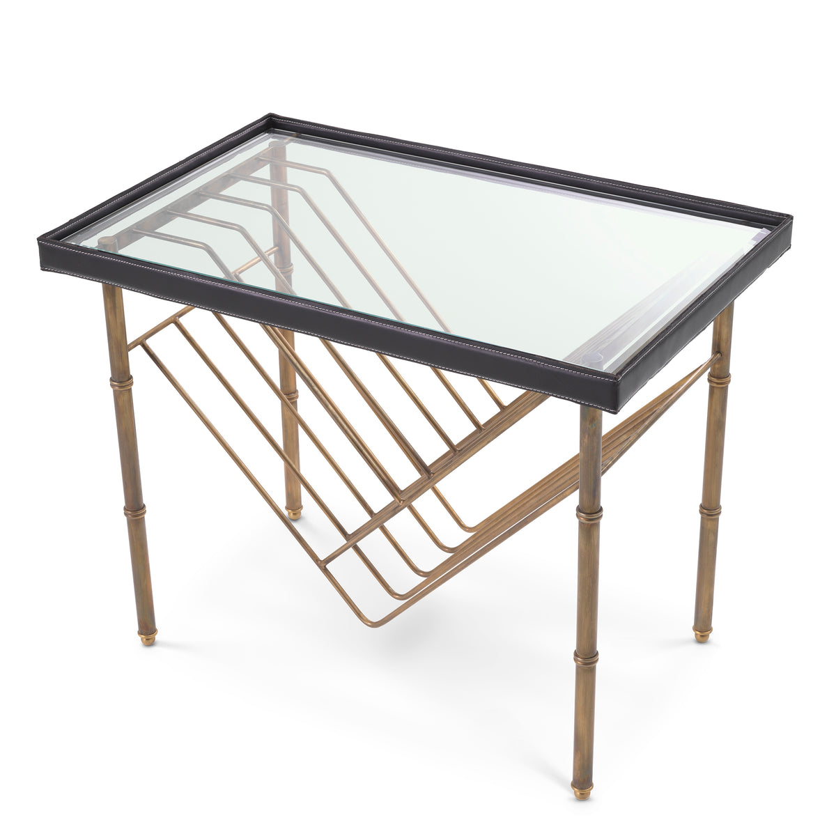 Eichholtz Side Table Princess with magazine rack black leather The Princess Side Table Princes is the epitome of lavishness and refinement. Crafted with me