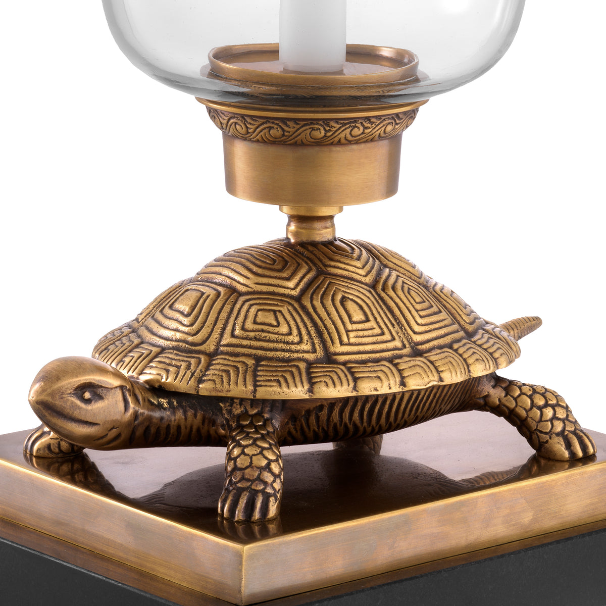 Eichholtz Hurricane Tortoise vintage brass finish Classic with a twist, the Tortoise Hurricane Candle Holder brings inspired style to your living spac