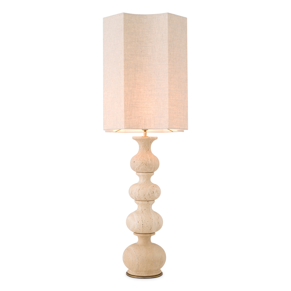 Eichholtz Table Lamp Mabel travertine incl shade Effortlessly enhance any room with Table Lamp Mabel. It features a distinctive travertine base that