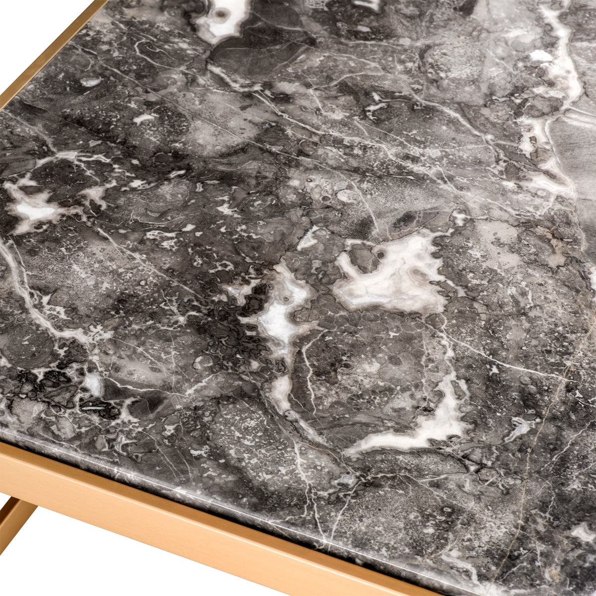 Eichholtz Side Table La Quinta brushed brass finish grey marble Bring industrial sophistication into your decor with the La Quinta Side Table. Comprising a