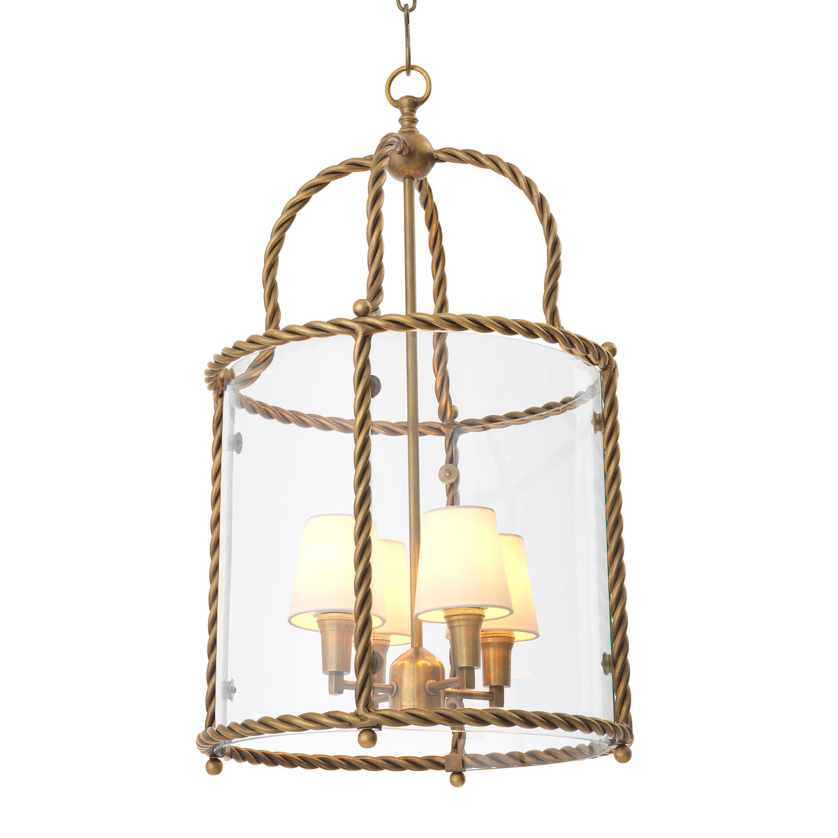 Eichholtz Pendant Preston vintage brass finish incl white shades Discover the Pendant Preston in vintage brass finish, a handmade lantern-style pendant where a twist - 4