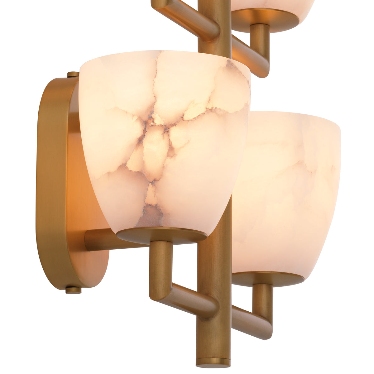 Eichholtz Wall Lamp Valerius alabaster antique brass finish Featuring a clean-lined candelabra style frame and round base in an antique brass finish, Wall