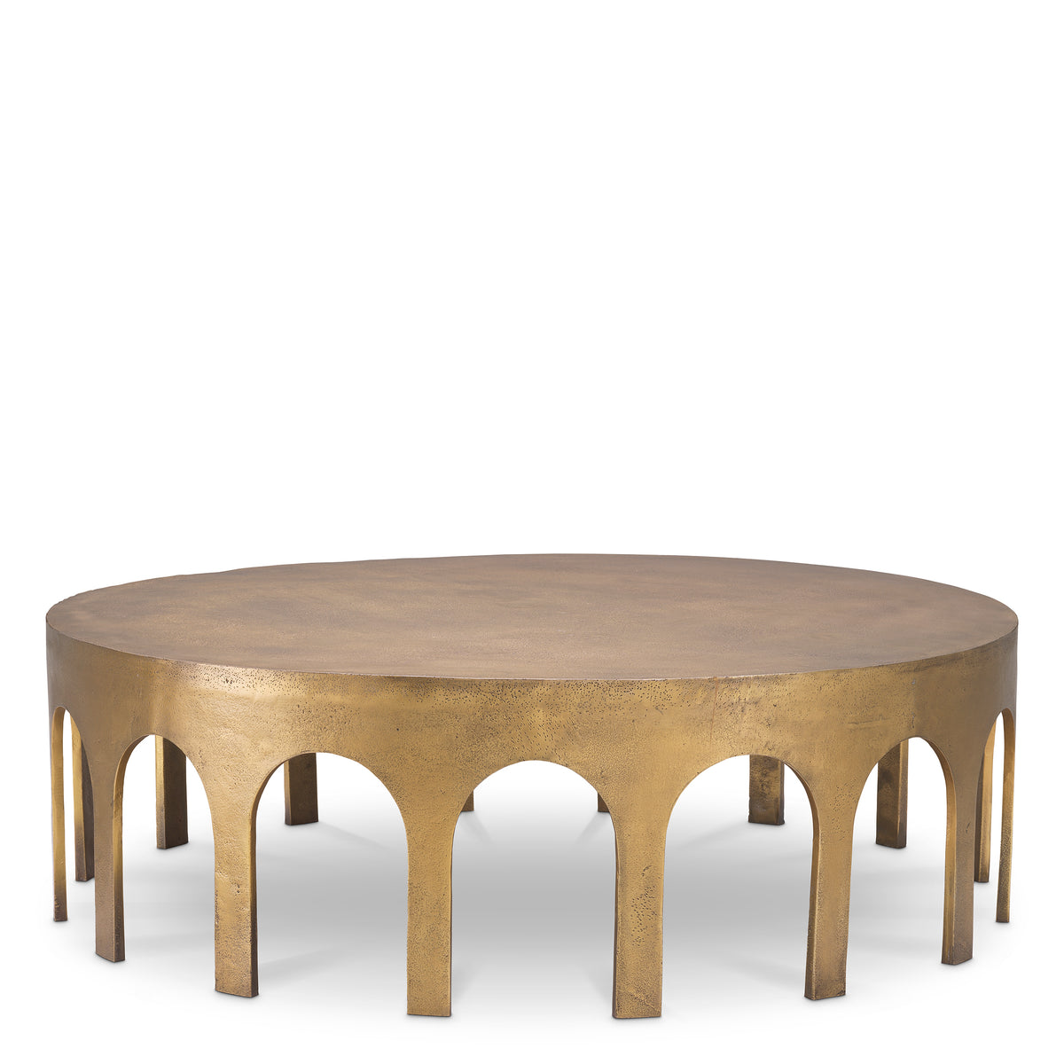 Eichholtz Coffee Table Gardini vintage brass finish The Gardini Coffee Table boasts a vintage brass finish and a beautifully rough texture. The vintage