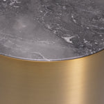 Eichholtz Side Table Porter round brushed brass finish grey marble Designed with elegance in mind, Side Table Porter will elevate the style of your abode.