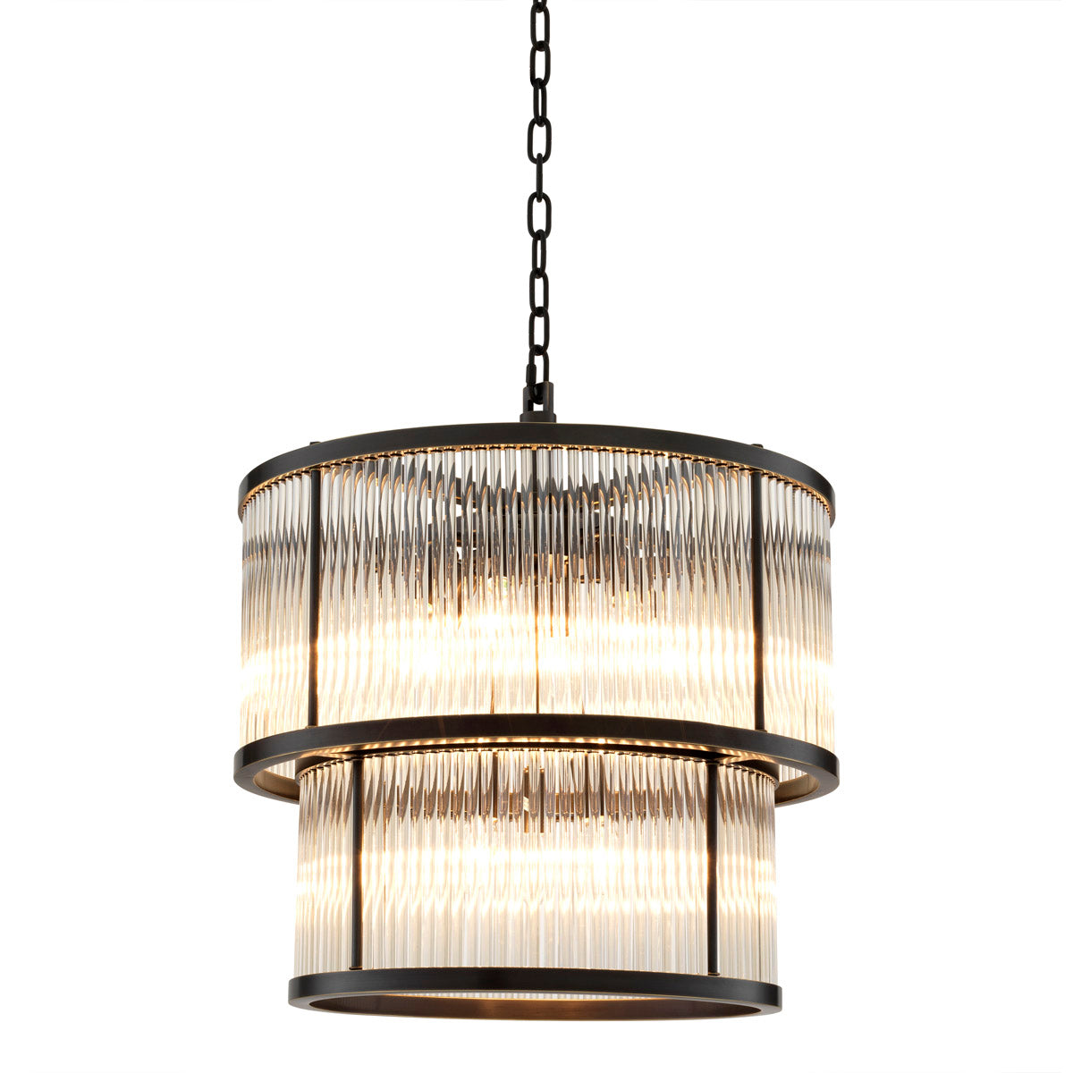 Eichholtz Chandelier Pasadena bronze highlight finish Set the mood for mellow moments with the Art Deco inspired Pasadena Chandelier. By pairing classic d