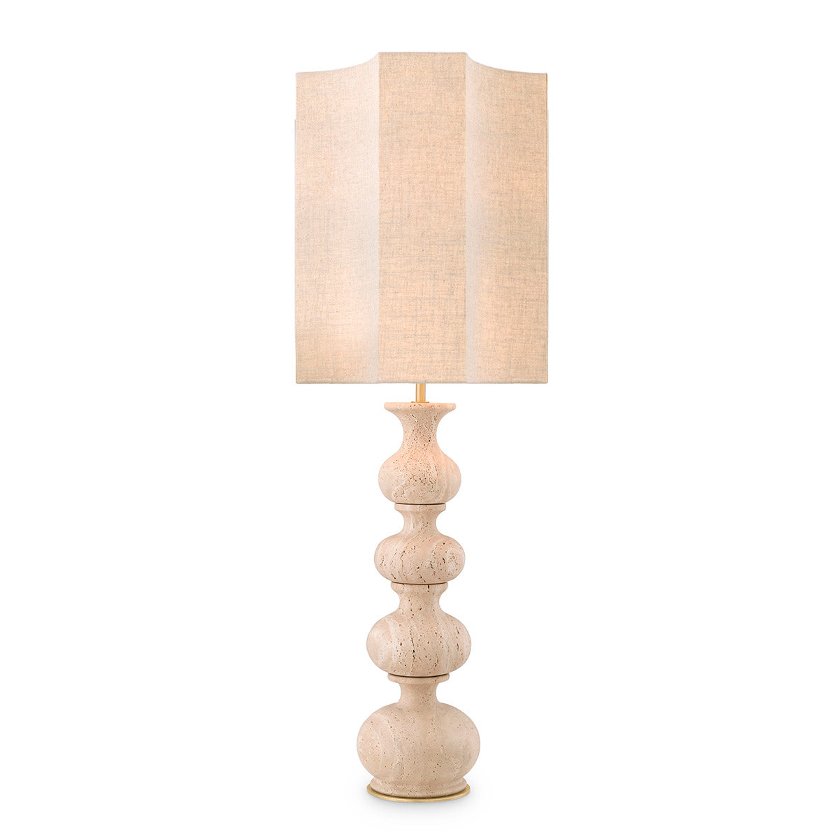 Eichholtz Table Lamp Mabel travertine incl shade Effortlessly enhance any room with Table Lamp Mabel. It features a distinctive travertine base that