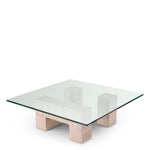 Eichholtz Coffee Table Ikal travertine Balance geometry and organic beauty in your home with the Ikal travertine and glass coffee table. Th