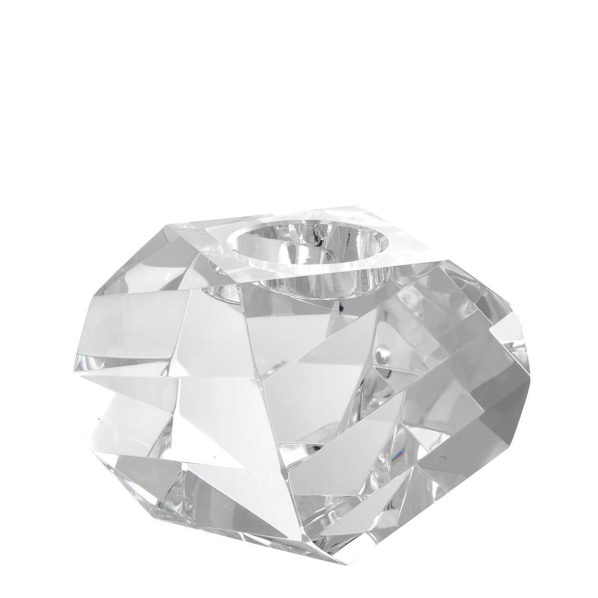 Eichholtz Tealight Holder Lucidity crystal glass Create a sophisticated tablescape with the Lucidity Tealight Holder. This faceted clear crystal glas