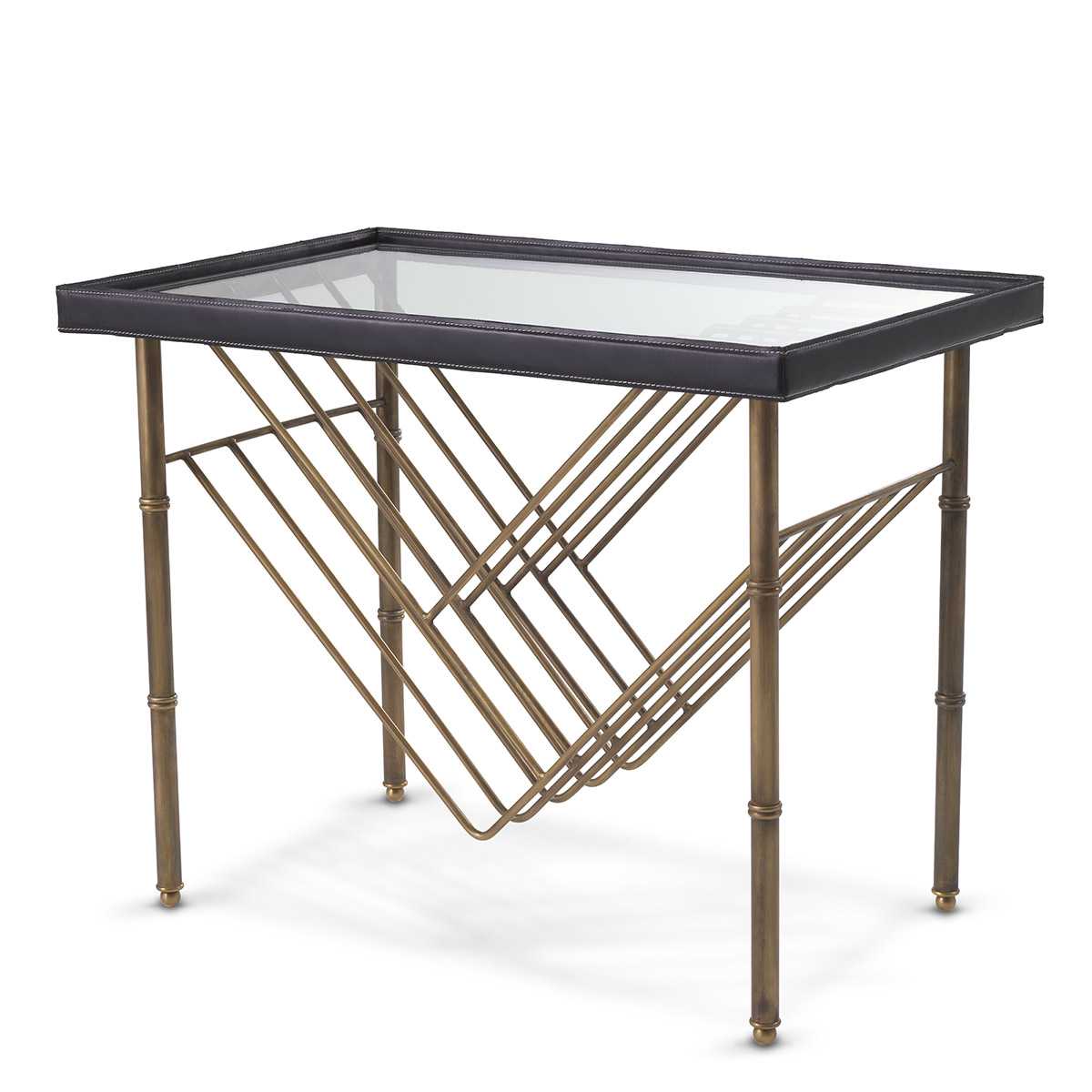 Eichholtz Side Table Princess with magazine rack black leather The Princess Side Table Princes is the epitome of lavishness and refinement. Crafted with me