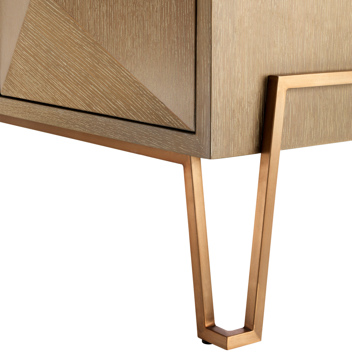Eichholtz Dresser Highland washed oak veneer The washed oak veneer Highland Cabinet combines a brushed brass finished frame with washed oak venee