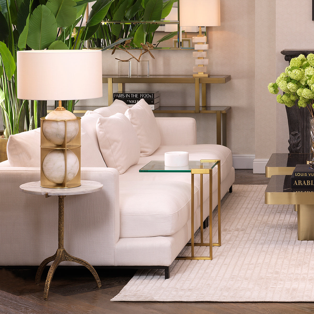 Eichholtz Side Table Cortina vintage brass finish Whether starring beside your sofa or acting as a nightstand in the master bedroom, the Cortina Side