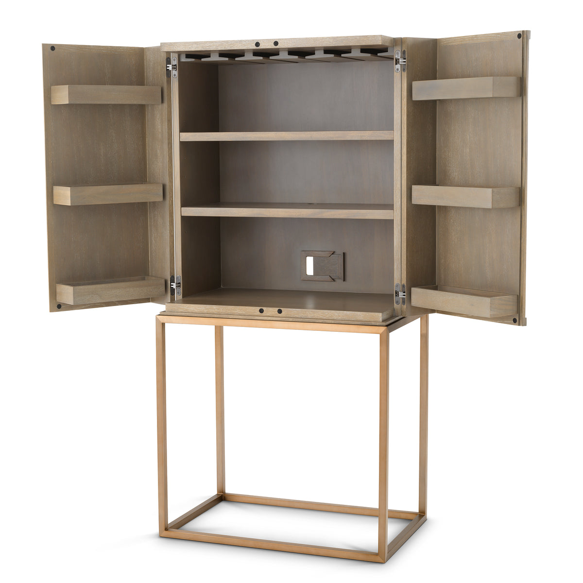Eichholtz Bar Cabinet Highland washed oak veneer Present your collection of liquors and wines in the Mid-Century Modern style Bar Cabinet Highland. W