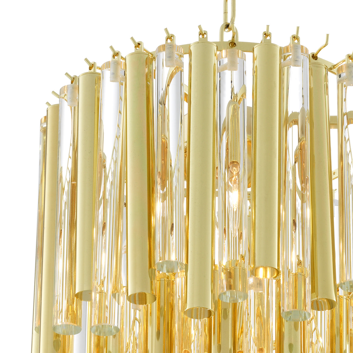 Eichholtz Chandelier Gigi S gold finish Capture the look of pure luxury with the Gigi S Chandelier. Like a glamorous piece of jewellery, thi