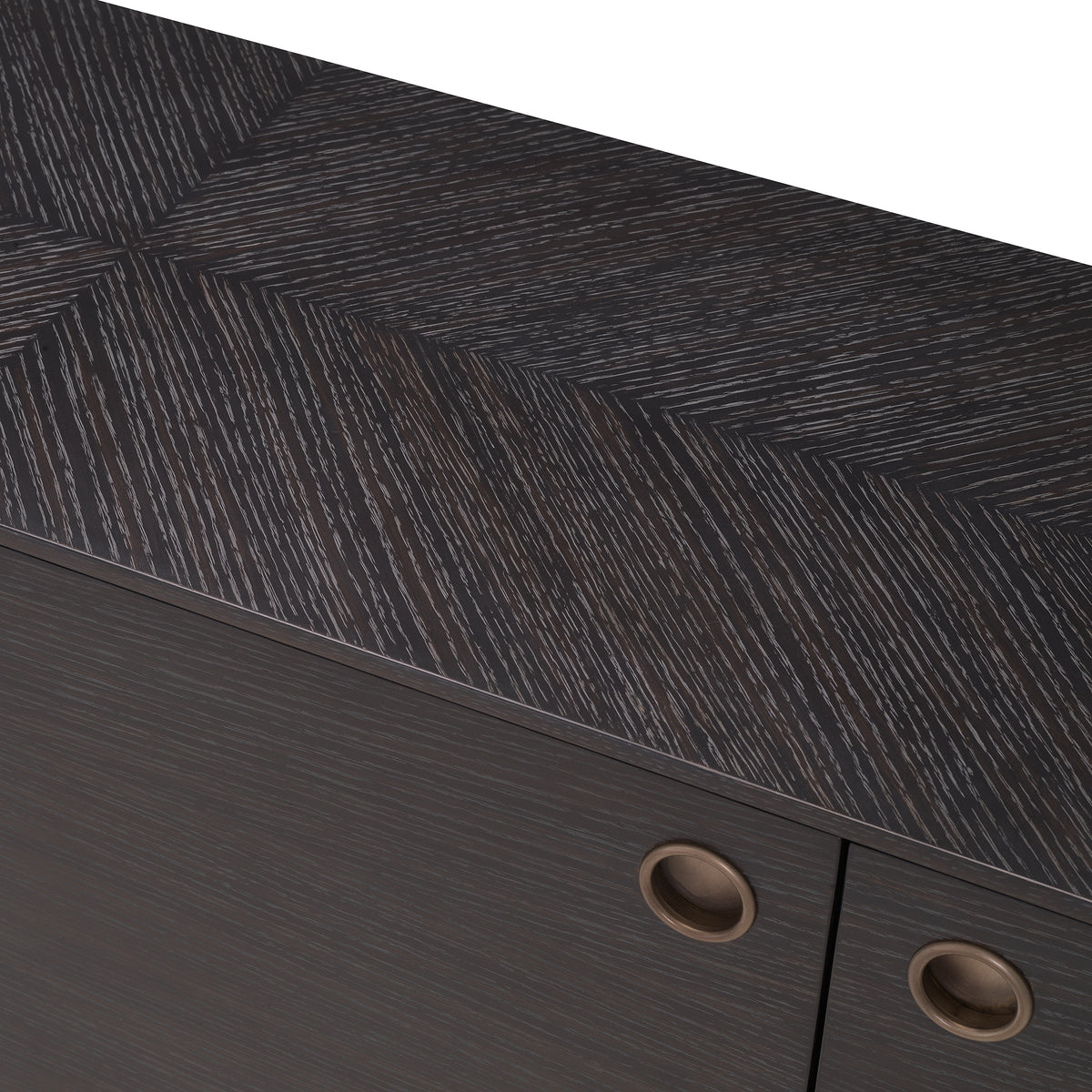 Eichholtz Dresser Premier charcoal grey oak veneer With its charcoal oak veneer casing and medium bronze finish frame and hardware, Dresser Premier is