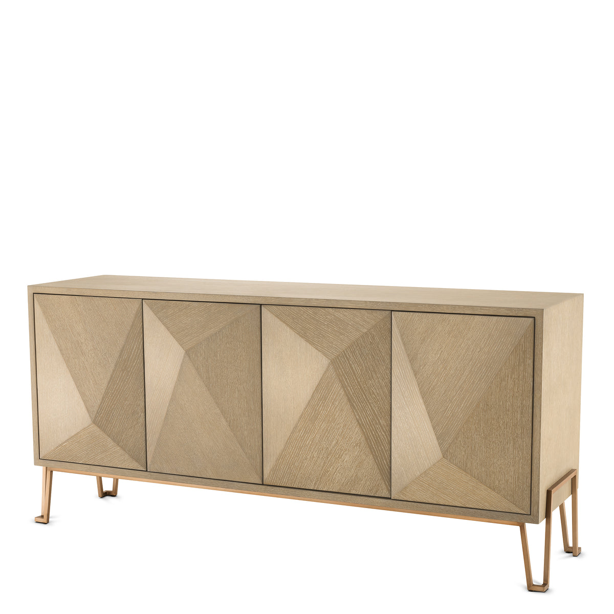 Eichholtz Dresser Highland washed oak veneer The washed oak veneer Highland Cabinet combines a brushed brass finished frame with washed oak venee
