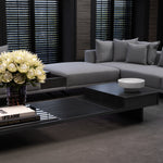Eichholtz Coffee Table The Crest charcoal grey oak veneer incl glass top Pairing rich materials with sleek design, Coffee Table The Crest brings form and f