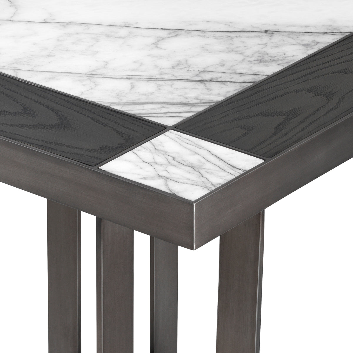 Eichholtz Side Table Hermoza mocha crown oak veneer bronze The chic Hermoza Side Table successfully couples the richness of Italian bianco lilac marble and
