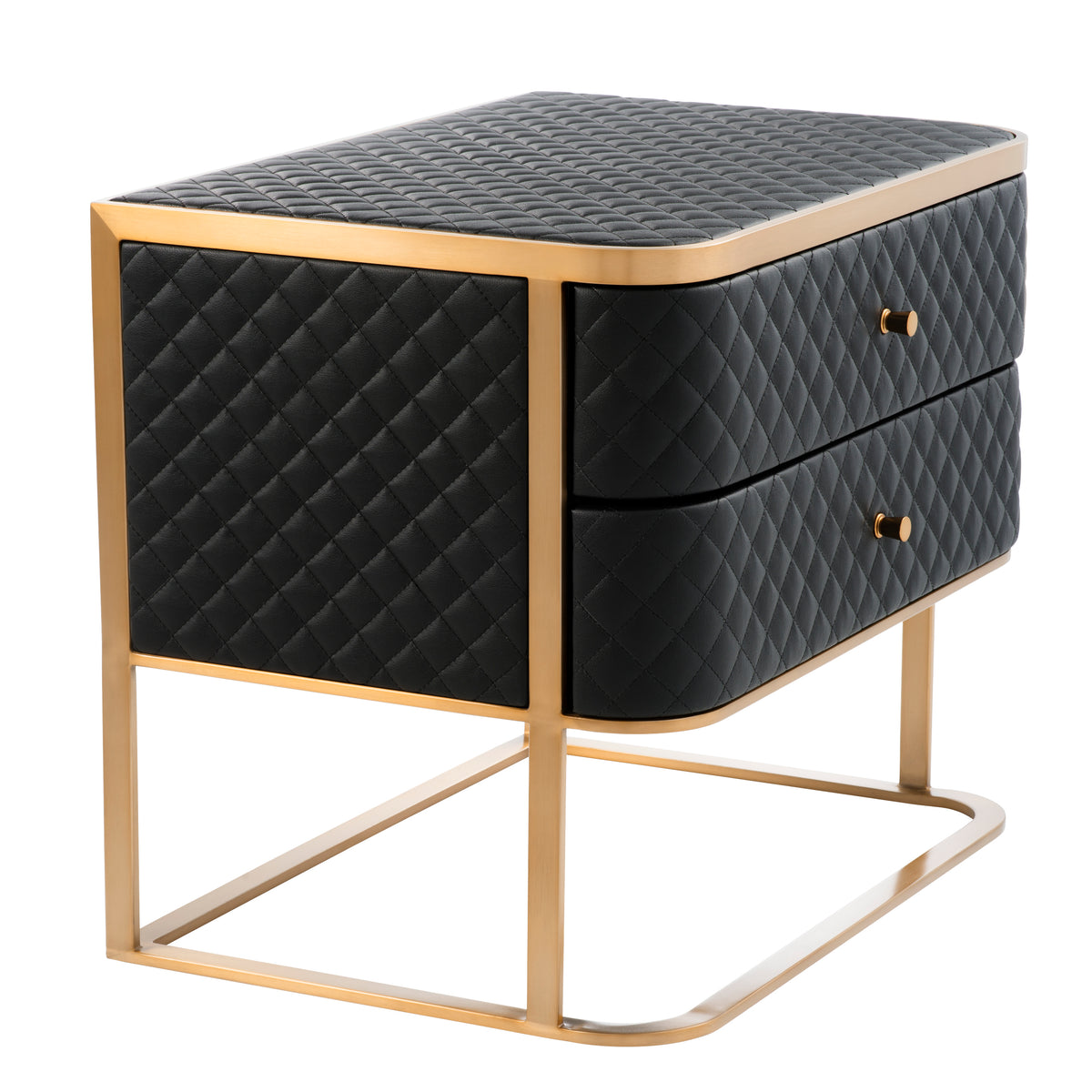 Eichholtz Nightstand Monfort brushed brass finish With its seductive curves and vintage look, the 2-drawer Monfort Nightstand is a must-have in your b
