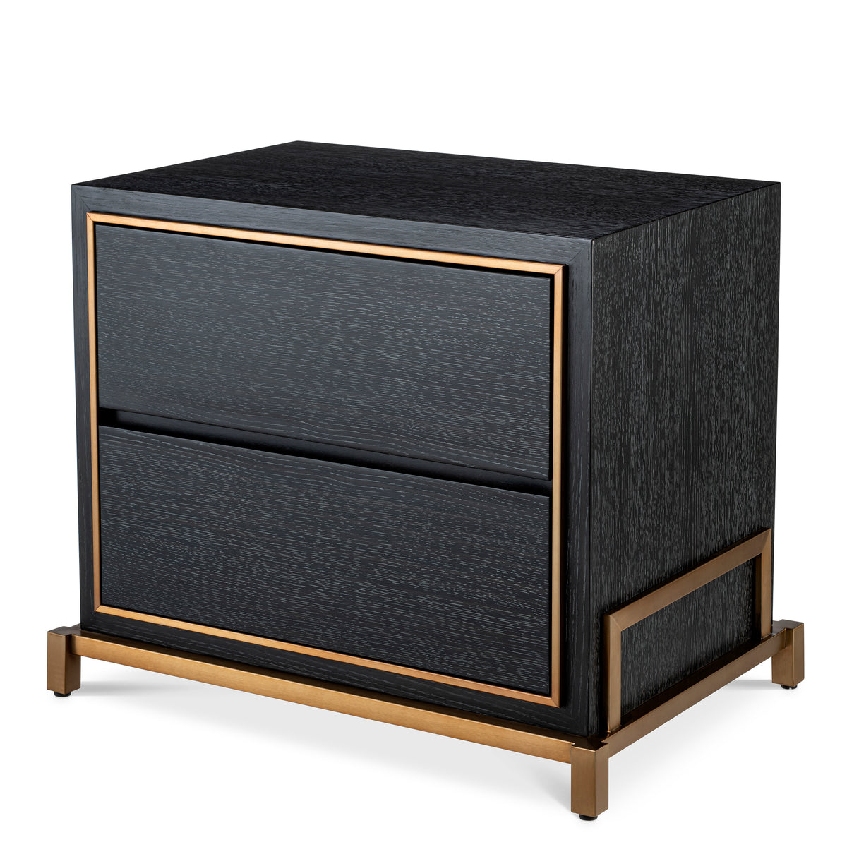 Eichholtz Nightstand Hazel charcoal grey oak veneer Nightstand Hazel is a chic and organised bedside table. Wrapped in a charcoal oak veneer casing and