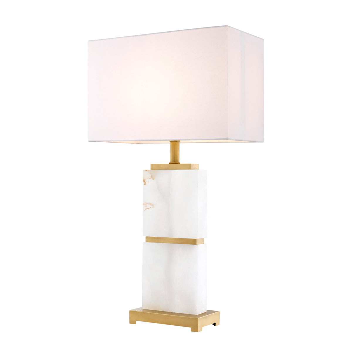 Eichholtz Table Lamp Robbins matte brass finish alabaster Blend contemporary style and Mid-Century Modern appeal with the Robbins Table Lamp. Defined by a