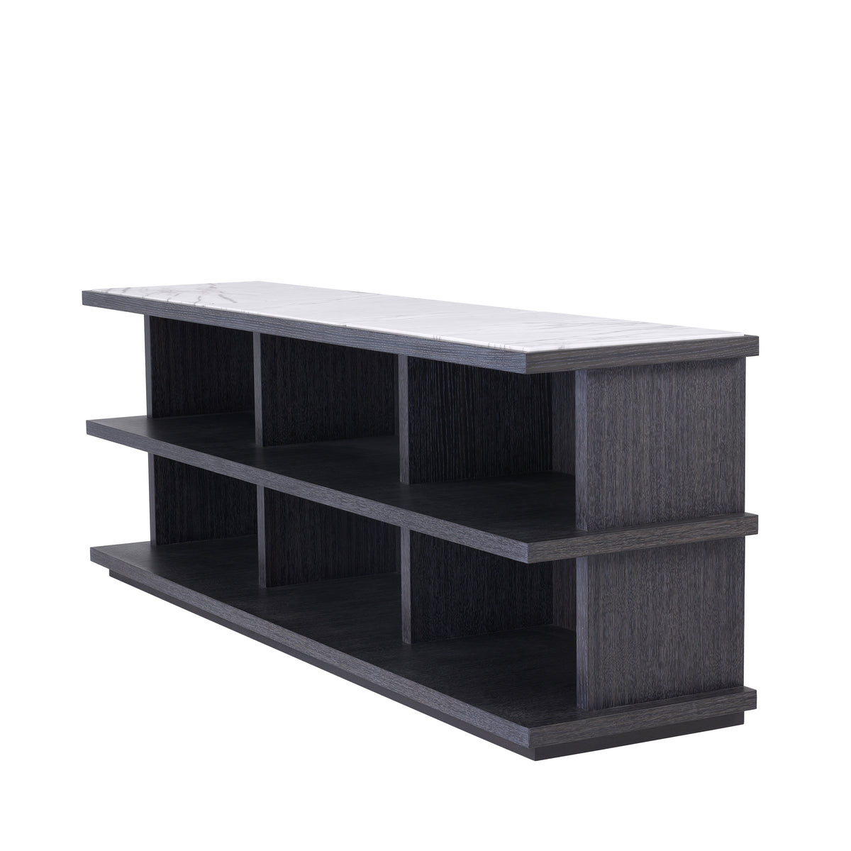 Eichholtz Cabinet Miguel L charcoal grey oak veneer The charcoal grey oak veneer Miguel Dresser with Italian bianco lilac marble top will look great in