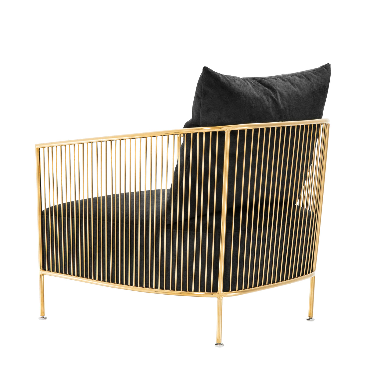 Eichholtz Chair Knox gold finish black velvet Bring vintage style to your lounge, conservatory or indoor patio with the Knox Chair. This fabulous