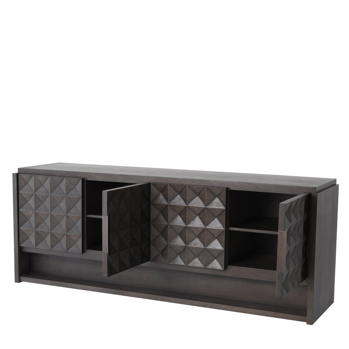 Eichholtz Dresser Jane mocha meranti 4 doors With its beautiful marquetry and antique brass finish handles, the Jane Dresser will give your inter