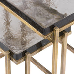 Eichholtz Side Table Niemeyer vintage brass finish set of 2 The Niemeyer Side Table set is a beautiful pair of two tables featuring a vintage brass finish