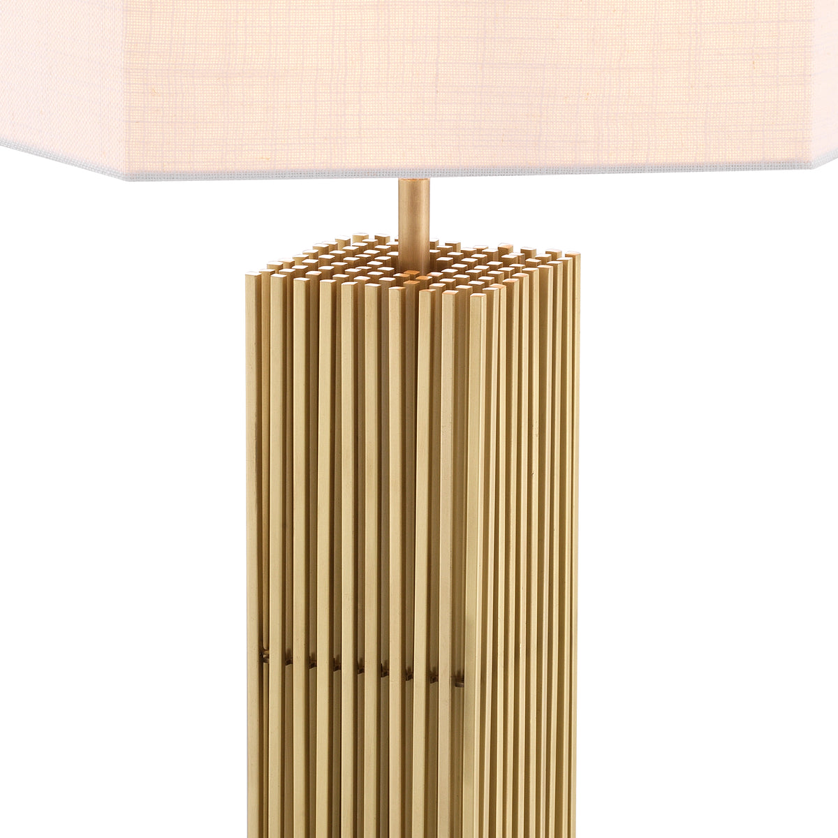 Eichholtz Table Lamp Viggo antique brass finish incl shade With no less than 96 solid square antique brass finish tubes mounted on a marble base, Table Lam