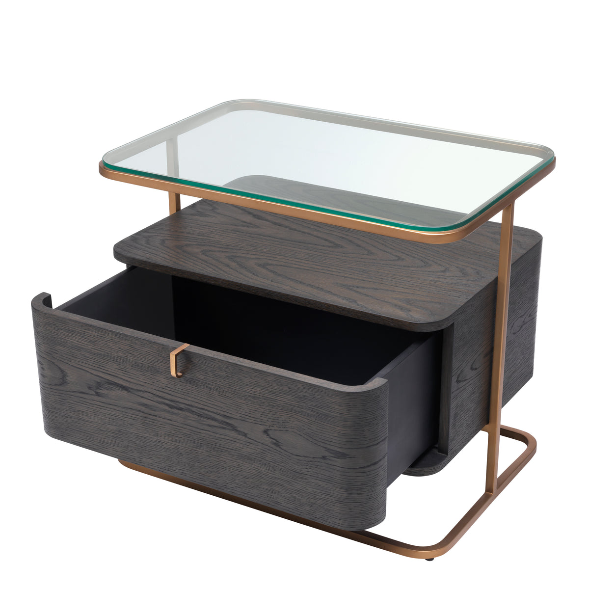 Eichholtz Nightstand Augusto mocha crown oak veneer With its seductive curves and vintage look, the 1-drawer Augusto Nightstand is a must-have in your b