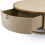 Eichholtz Coffee Table Napa Valley woven washed oak veneer Pairing Bauhaus style with a Mid-Century Modern look, the beautiful drum-shaped Napa Valley Coff