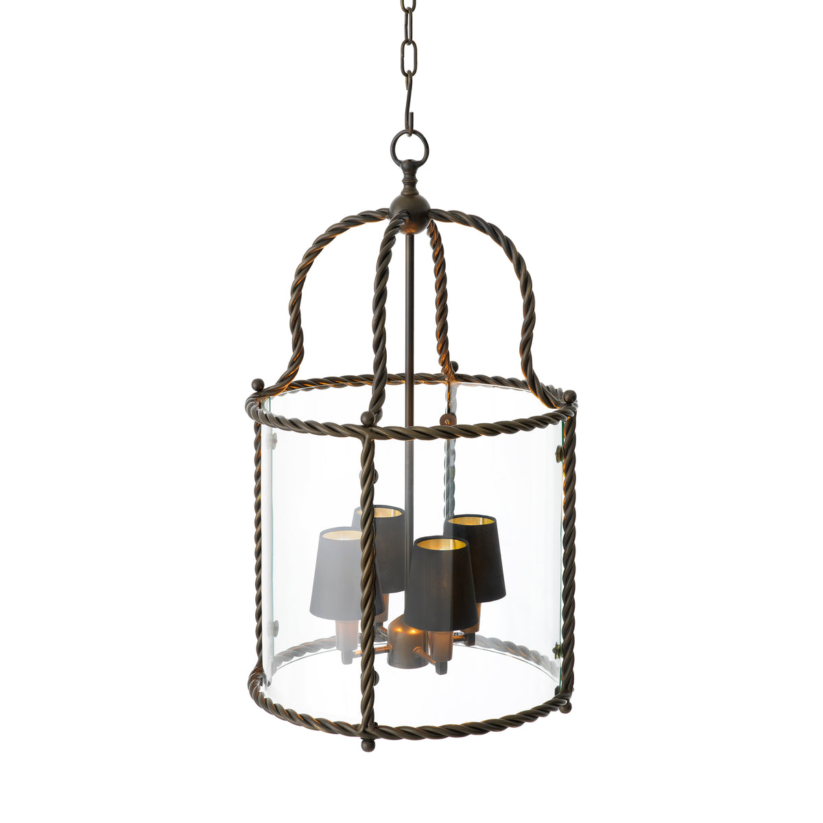 Eichholtz Pendant Preston bronze highlight finish incl black shades Discover the Pendant Preston in bronze highlight finish, a handmade lantern-style pendant where a tw - 4