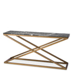 Eichholtz Console Table Criss Cross brushed brass finish grey marble Eichholtz presents the Console Table Criss Cross, a refined fusion of geometric design