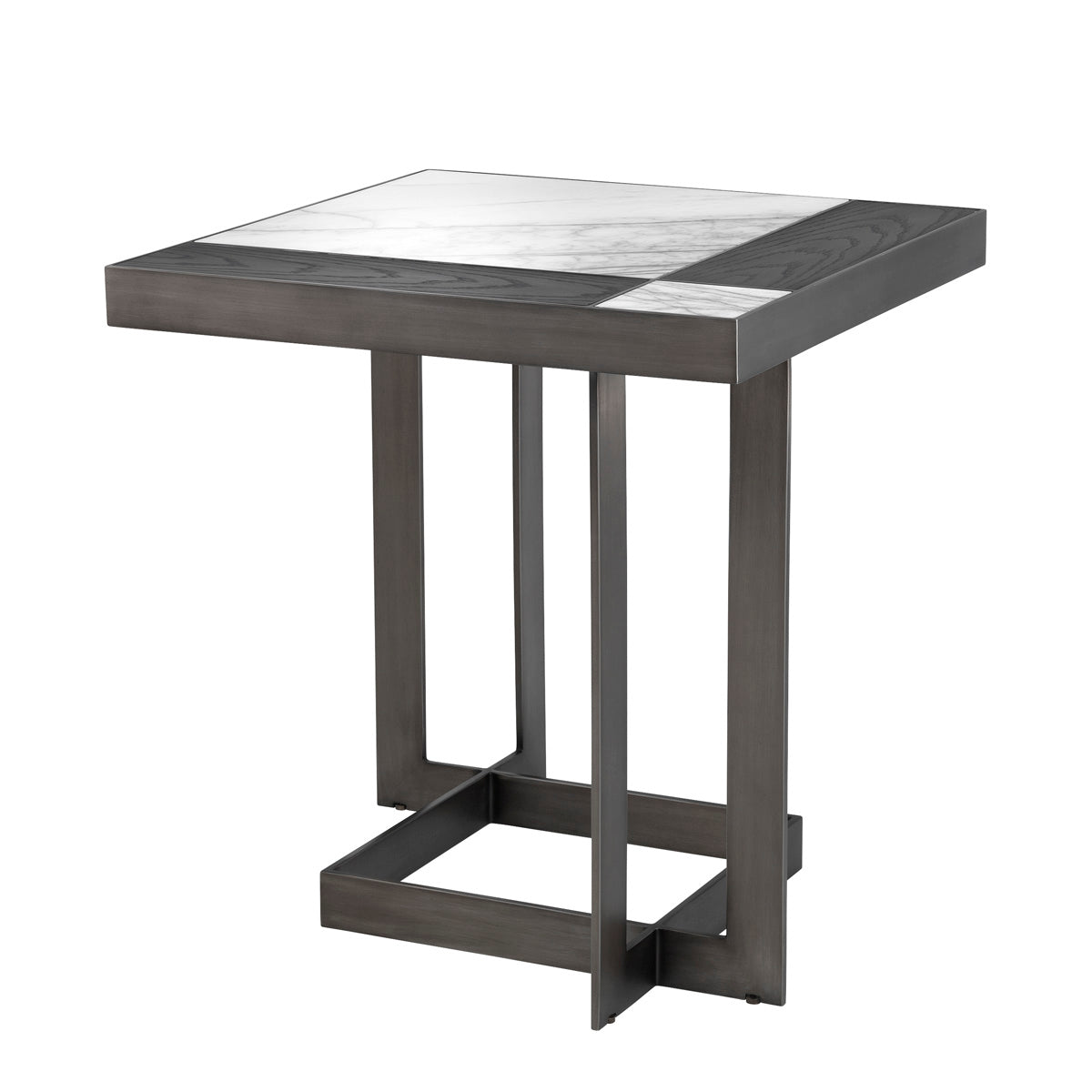 Eichholtz Side Table Hermoza mocha crown oak veneer bronze The chic Hermoza Side Table successfully couples the richness of Italian bianco lilac marble and