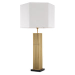 Eichholtz Table Lamp Viggo antique brass finish incl shade With no less than 96 solid square antique brass finish tubes mounted on a marble base, Table Lam