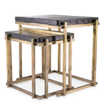 Eichholtz Side Table Niemeyer vintage brass finish set of 2 The Niemeyer Side Table set is a beautiful pair of two tables featuring a vintage brass finish