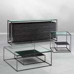 Eichholtz Dresser Durand charcoal oak veneer black nickel finish Inspired by the minimalist silhouettes of Bauhaus design, the oak veneer Durand Cabinet ex