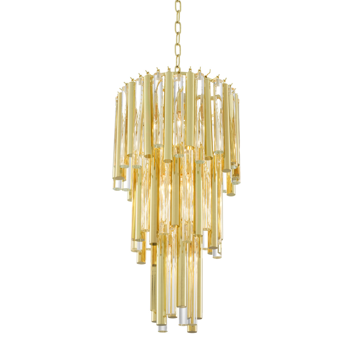 Eichholtz Chandelier Gigi S gold finish Capture the look of pure luxury with the Gigi S Chandelier. Like a glamorous piece of jewellery, thi