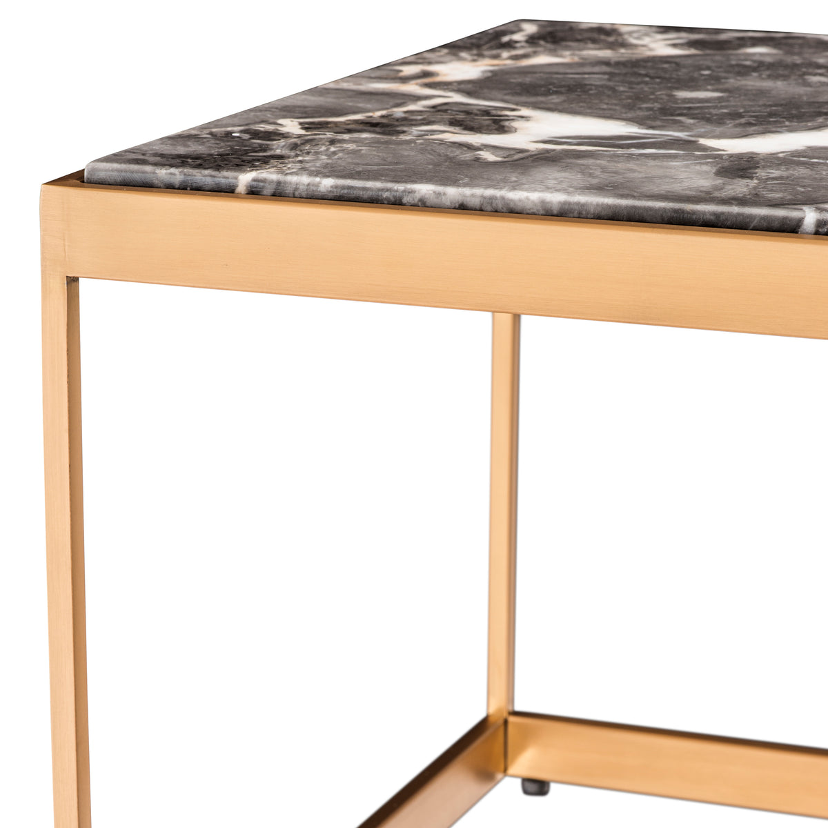 Eichholtz Coffee Table La Quinta br brass finish grey marble Bring industrial sophistication into your decor with the La Quinta Coffee Table. Comprising a
