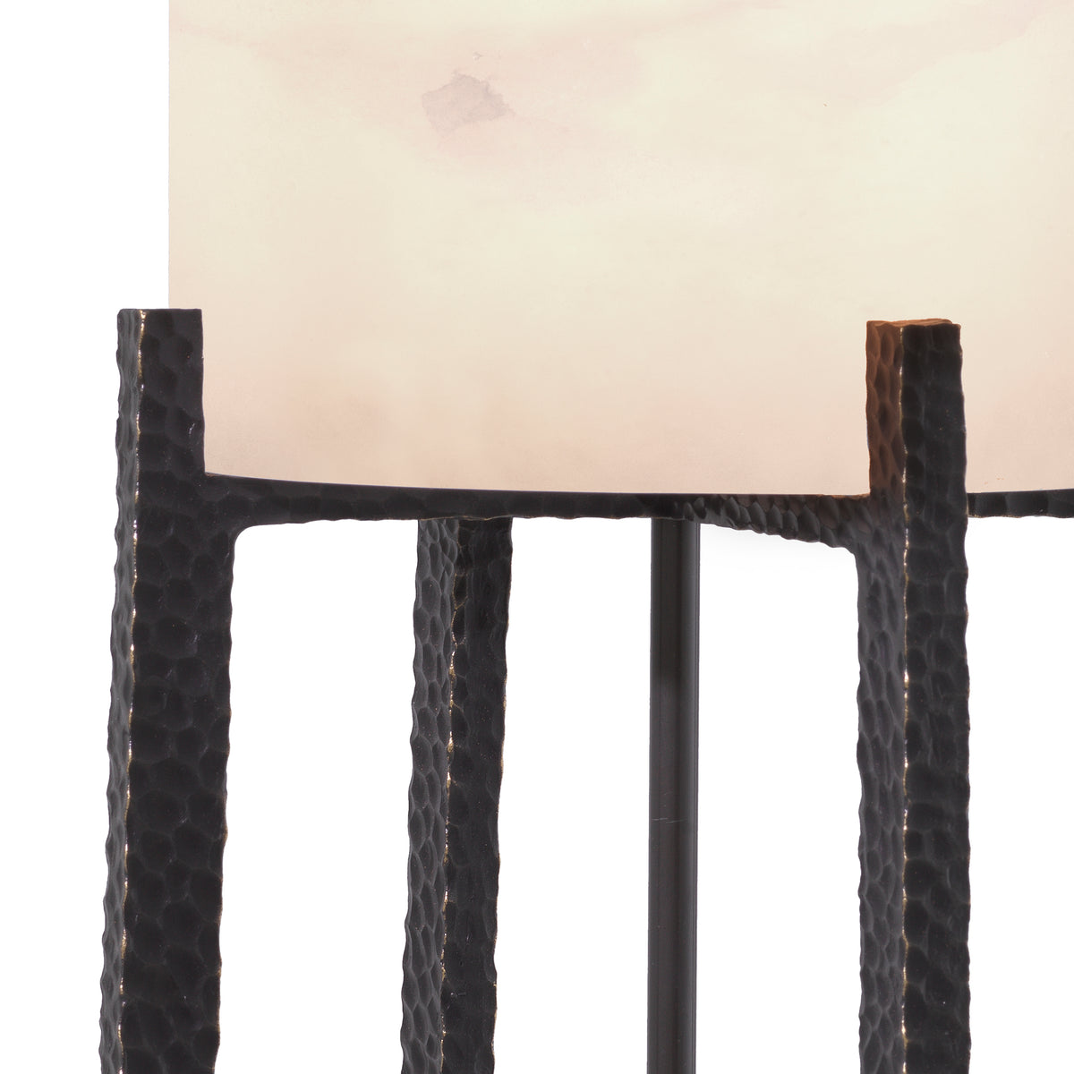 Eichholtz Table Lamp Fraser S alabaster Packed with Mid-Century Modern style, Table Lamp Fraser S stands out by a hammered frame with a bron