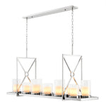 Eichholtz Chandelier Summit polished stainless steel The glossy polished stainless steel frame of the Summit Chandelier comprises two square panels with