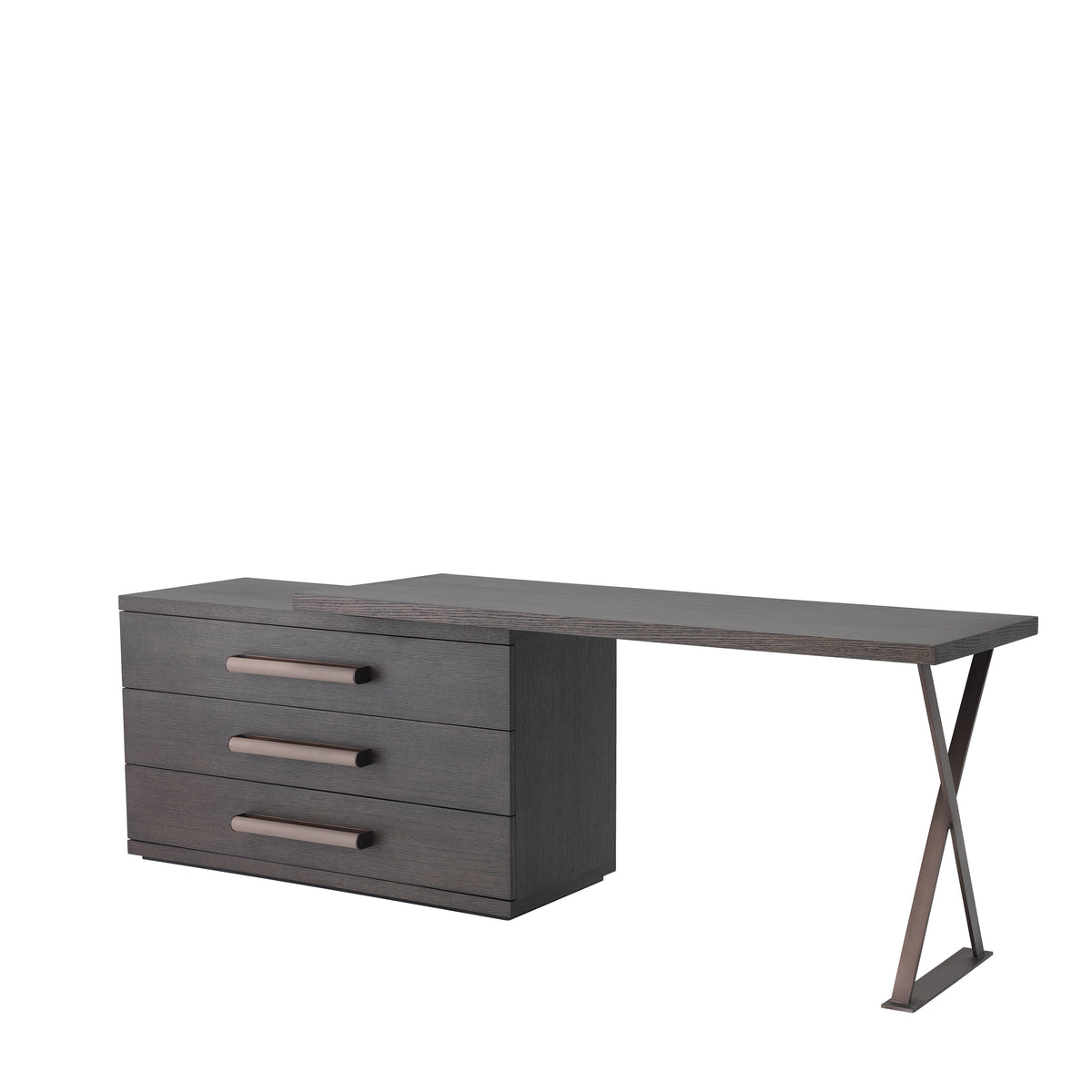 Eichholtz Desk Sanderson mocha straight oak veneer A contemporary design gives the Sanderson Desk its stylish modern aesthetic. The top has a turning m