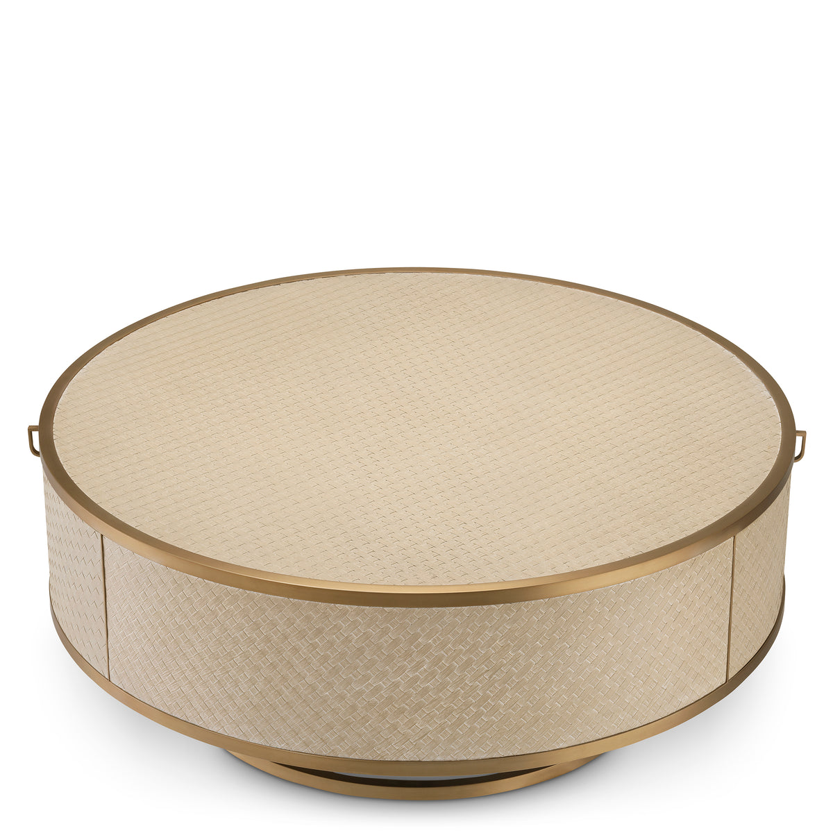 Eichholtz Coffee Table Napa Valley woven washed oak veneer Pairing Bauhaus style with a Mid-Century Modern look, the beautiful drum-shaped Napa Valley Coff