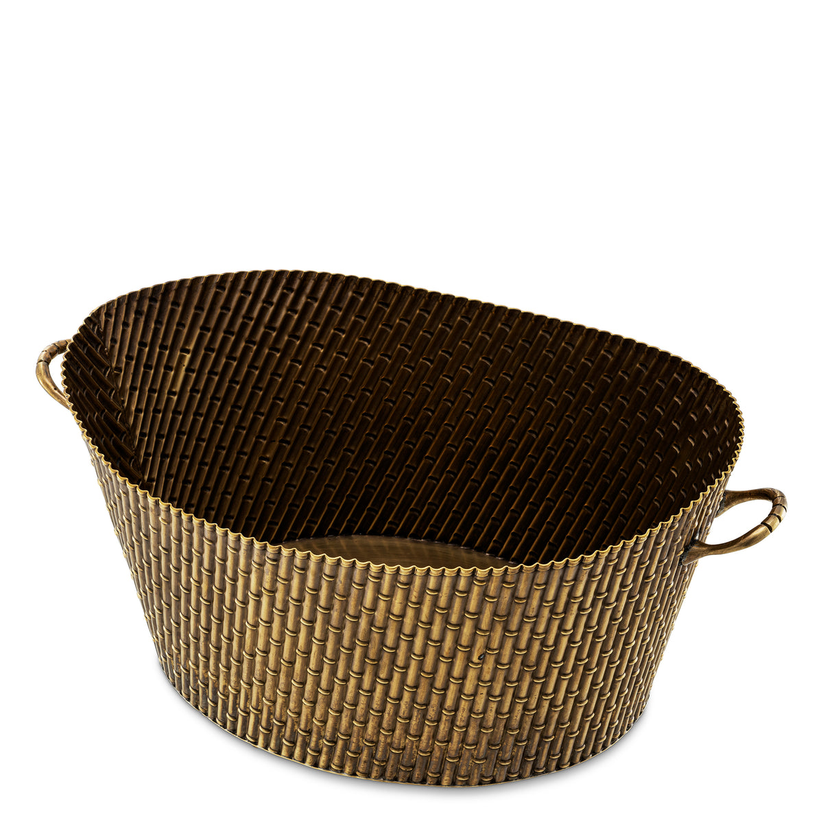 Eichholtz Wine Cooler Barletta L vintage brass finish Explore the Eichholtz Barletta L Wine Cooler, a handcrafted piece distinguished by its refined bambo - 4