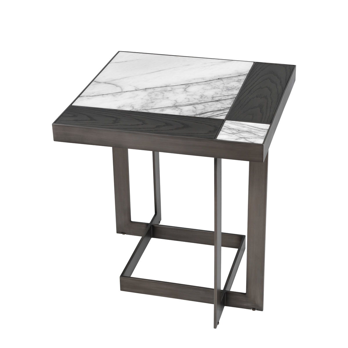 Eichholtz Side Table Hermoza mocha crown oak veneer bronze The chic Hermoza Side Table successfully couples the richness of Italian bianco lilac marble and