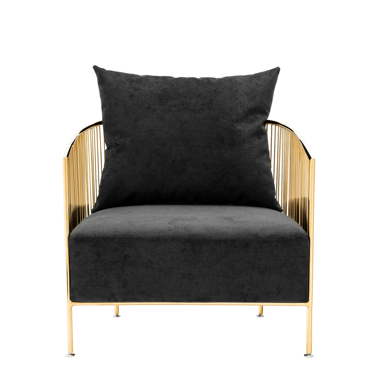 Eichholtz Chair Knox gold finish black velvet Bring vintage style to your lounge, conservatory or indoor patio with the Knox Chair. This fabulous