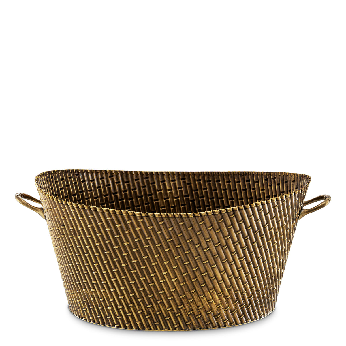 Eichholtz Wine Cooler Barletta L vintage brass finish Explore the Eichholtz Barletta L Wine Cooler, a handcrafted piece distinguished by its refined bambo - 2